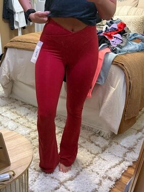 Mono B Vibrant Red Flare Leggings